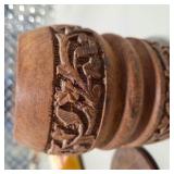 Vintage Dresser Vanity Accessories Lot Crystal Bottle, Beaded Bag, Carved Wood Boxes & More Decor