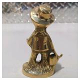 Brass Tone Country Decor Lot Bird Figurine, Farmer Statue, Flying Ducks Geese - 3 Pc