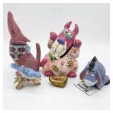 Vintage Lefton Blue Jay, Disney Eeyore Ornament, Sassy Rock, Cat Figurine Decor Lot