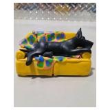 5 Piece Great Dane Lot -  Large Black Sandicast Great Dane, 3 Handmade Great Dane Figures, Standing Black Dog Figurine