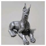 8 Piece Metal Pewter Dog Figurine Lot - Multiple Great Dane Sculptures Variety of Sizes