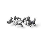 8 Piece Metal Pewter Dog Figurine Lot - Multiple Great Dane Sculptures Variety of Sizes