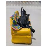 5 Piece Great Dane Lot -  Large Black Sandicast Great Dane, 3 Handmade Great Dane Figures, Standing Black Dog Figurine