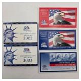 2002 & 2003 U.S. Mint Proof Sets + 2002 & 2003 Uncirculated Mint Sets P/D - 5 Set Coin Lot w/ COAs
