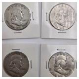 10 Franklin Half Dollars - 90% Silver Lot - Over $250 Melt Value - 3.6169 Troy Oz Pure Silver