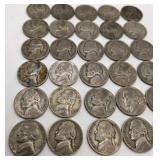 30 WWII Silver War Nickels - 35% Silver Jefferson Nickels - P D S Mint Marks - Over 1.68 Troy Oz Silver