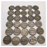 30 WWII Silver War Nickels - Verified 35% Silver Jefferson Nickels - P D S Mint Marks - 1.6878 Troy Oz ASW