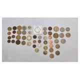 Large World Coin Lot w/ Canadian Silver 50 Cents in Holder - Foreign Coins, Bimetal, Vintage Estate Mix