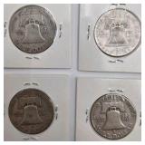 10 Franklin Half Dollars - 90% Silver Lot - Over $250 Melt Value - 3.6169 Troy Oz Pure Silver