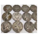 30 WWII Silver War Nickels - 35% Silver Jefferson Nickels - P D S Mint Marks - Over 1.68 Troy Oz Silver