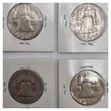 10 Franklin Half Dollars - 90% Silver Lot - Over $250 Melt Value - 3.6169 Troy Oz Pure Silver