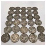 30 WWII Silver War Nickels - Verified 35% Silver Jefferson Nickels - P D S Mint Marks - 1.6878 Troy Oz ASW