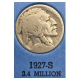 15 Buffalo Nickels + Starter Album Lot - 1924-S 1927-S 1923 1925 1926 1927 1928 1929 1936 1937 - Vintage U.S. Coins