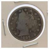 U.S. Silver Coin Lot 1897 Barber Quarter 1958 Franklin Half 1942 Mercury Dime 4 Silver War Nickels Liberty V Nickel