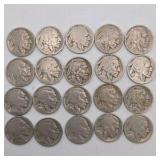 20 Buffalo Nickels - 6 Dated 1935 1936 1937 + 14 Dateless - Vintage Estate Coin Lot