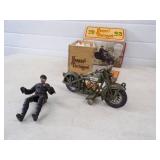 Harly Davidson Cast Iron Motorcycle Toy with Removable Rider