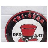Tri Star Gasoline Porcelain Sign