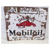 1930's Single Side Porcelain Mobil Oil Gargoyle Drain and Refill