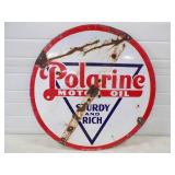 30" Porcelain Double Sided Polarine Motor Oil Sturdy and Rich Original 1940