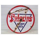 30" Porcelain Double Sided Polarine Motor Oil Sturdy and Rich Original 1940
