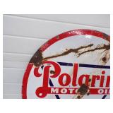 30" Porcelain Double Sided Polarine Motor Oil Sturdy and Rich Original 1940