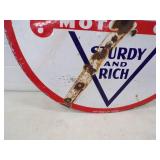 30" Porcelain Double Sided Polarine Motor Oil Sturdy and Rich Original 1940