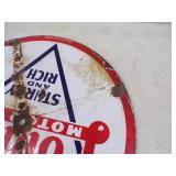 30" Porcelain Double Sided Polarine Motor Oil Sturdy and Rich Original 1940