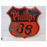 Original Double Sided Porcelain Phillips 66 Sign