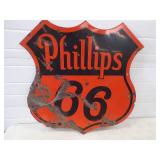 Original Double Sided Porcelain Phillips 66 Sign