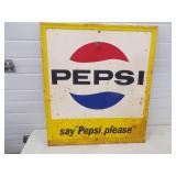 Original Embossed Pepsi Say Pepsi Please Metal Sign
