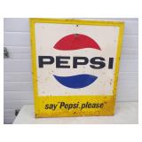 Original Embossed Pepsi Say Pepsi Please Metal Sign