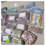Mixed Lot of New Surplus Electronic Components - Film Capacitors, Electrolytic Capacitors, LEDs, Resistors and More - Partial Bags Included