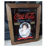 VINTAGE 1970’S COCA-COLA GLASS SIGN “BRAIN TONIC” 19X15 WOODEN FRAME
