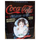 VINTAGE 1970’S COCA-COLA GLASS SIGN “BRAIN TONIC” 19X15 WOODEN FRAME