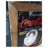 VINTAGE 1970’S COCA-COLA GLASS SIGN “BRAIN TONIC” 19X15 WOODEN FRAME