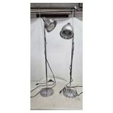 Pair of Chrome Floor Lamps - Adjustable Gooseneck Task Lighting