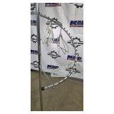 Chrome Circular Coat Rack Stand with Ring and White Hangers