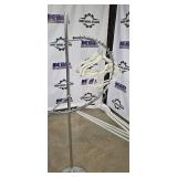 Chrome Circular Coat Rack Stand with Ring and White Hangers