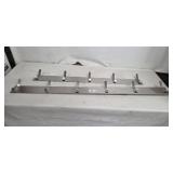 Brushed Aluminum Coat Rack with 12 Hooks on Dual Rails