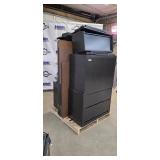Pallet Lot of 2 Office desks, Filing cabinets and misc. desk tops