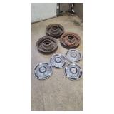 Vintage Wire-Spoke Wheel Rims with Chrome Hubcaps