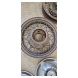 Vintage Wire-Spoke Wheel Rims with Chrome Hubcaps