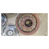 Vintage Wire-Spoke Wheel Rims with Chrome Hubcaps