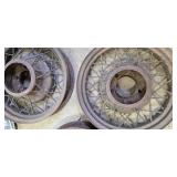 Vintage Wire-Spoke Wheel Rims with Chrome Hubcaps