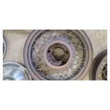 Vintage Wire-Spoke Wheel Rims with Chrome Hubcaps