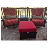 Set of Outdoor Armchairs, Ottoman & Side Table w/Sunbrella Cushions - (Lot of 4)