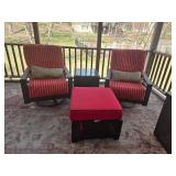 Set of Outdoor Armchairs, Ottoman & Side Table w/Sunbrella Cushions - (Lot of 4)