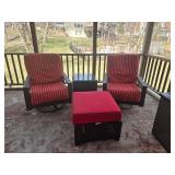 Set of Outdoor Armchairs, Ottoman & Side Table w/Sunbrella Cushions - (Lot of 4)