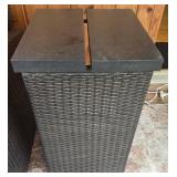 Outdoor Wicker Sectional Sofa Set with Red Cushions - Glass-Top Coffee Table & 2 End Tables