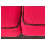 Outdoor Wicker Sectional Sofa Set with Red Cushions - Glass-Top Coffee Table & 2 End Tables